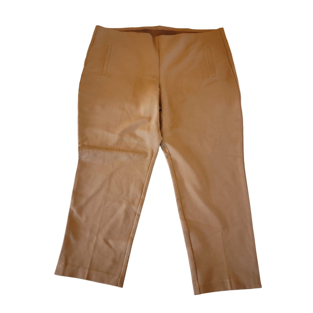 Chico's 4 Pull On Ankle Pants Size 1X Choc. Brown‎ Pull On Slimming Faux Pckt